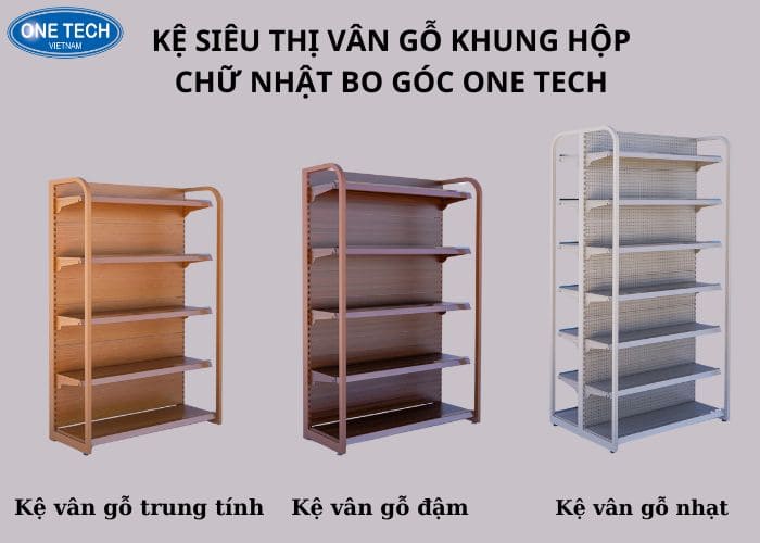 Kệ vân gỗ khung hộp chữ nhật bo góc 